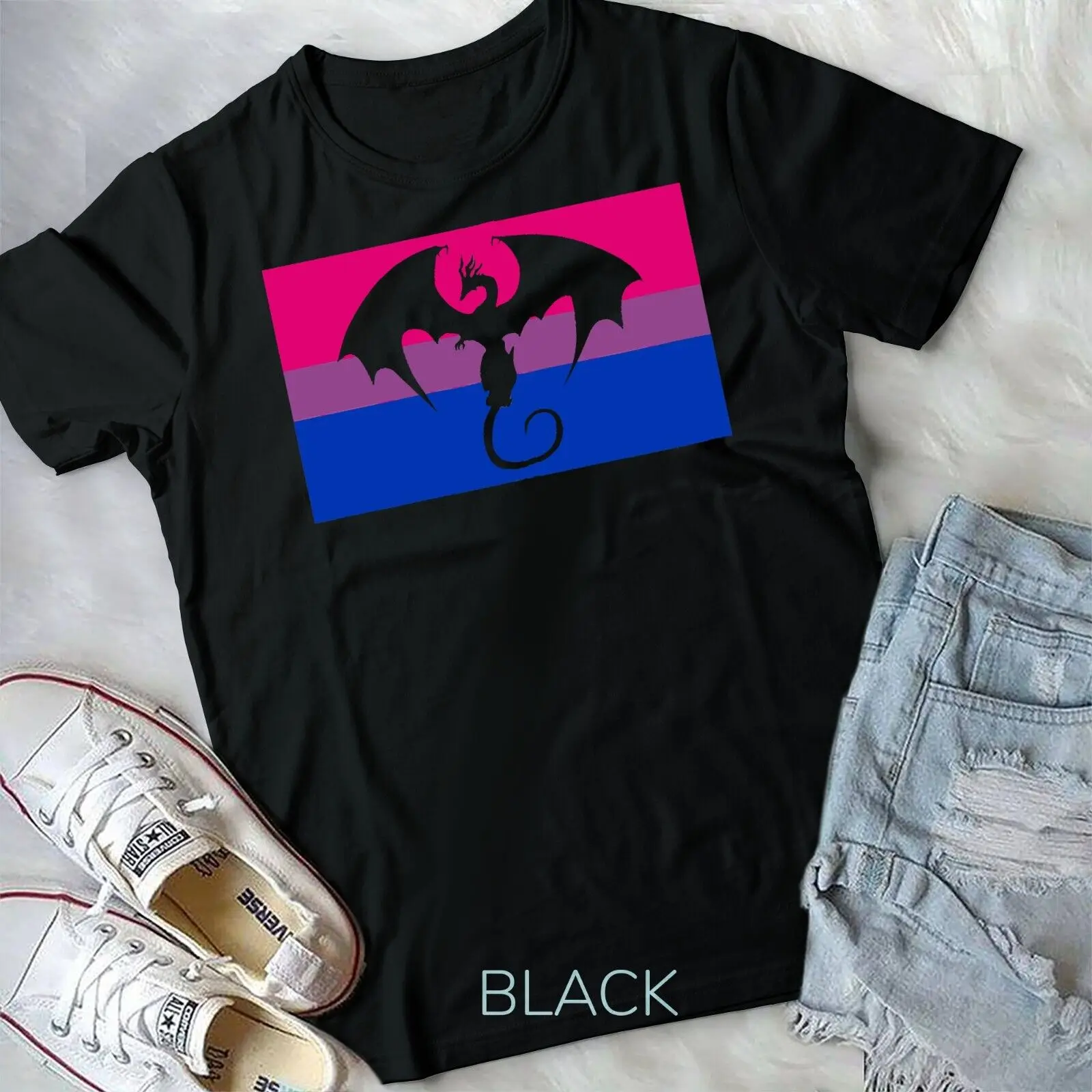 Trendy Medieval Dragon Gay Bisexual Pride Flag Queer Unisex T-shirt