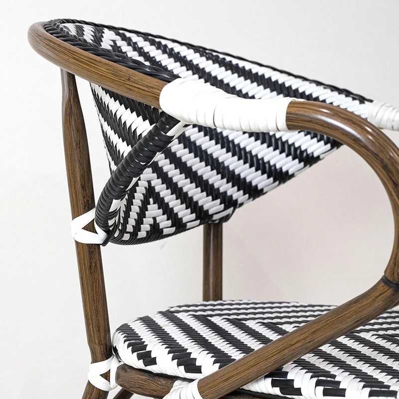 

European Style Outdoor Rattan Chair with Wood Backrest for Cafe Restaurant Hotel or Leisure-Factory Direct