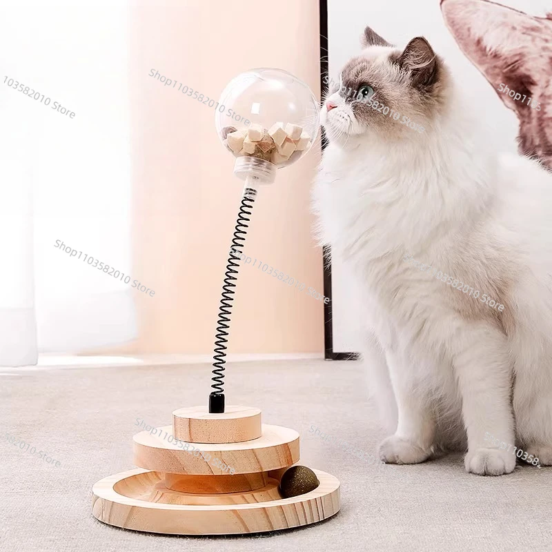 Cat toys are self-hi to relieve boredom and tease cat sticks dry leakage food balls kitten snack turntable