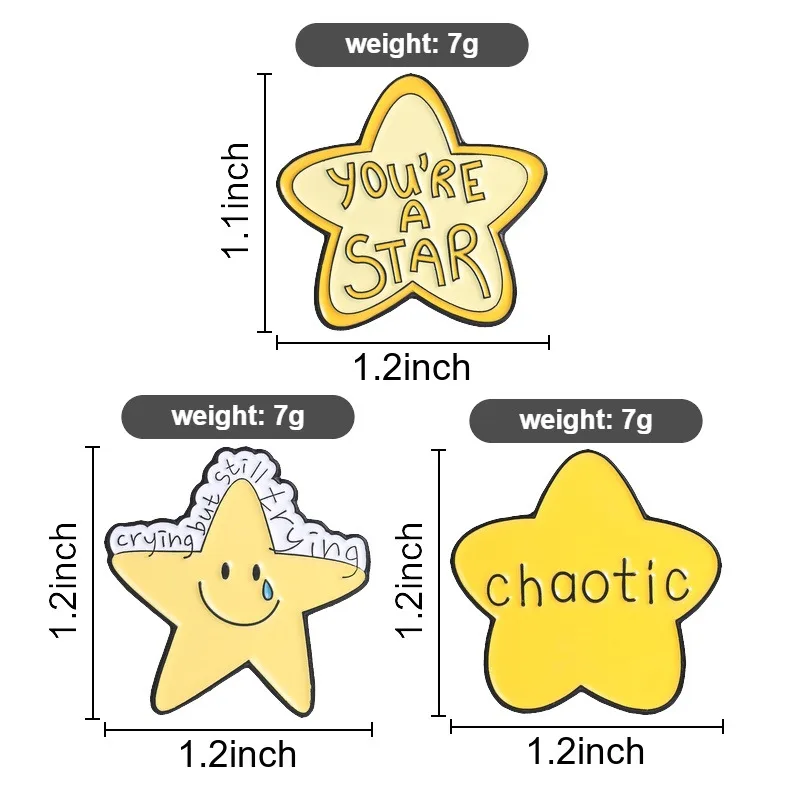 You're A Star Enamel Pins Chaotic Brooches Crying But Still Trying Lapel Badge Award Jewelry Gift for Fans Readers