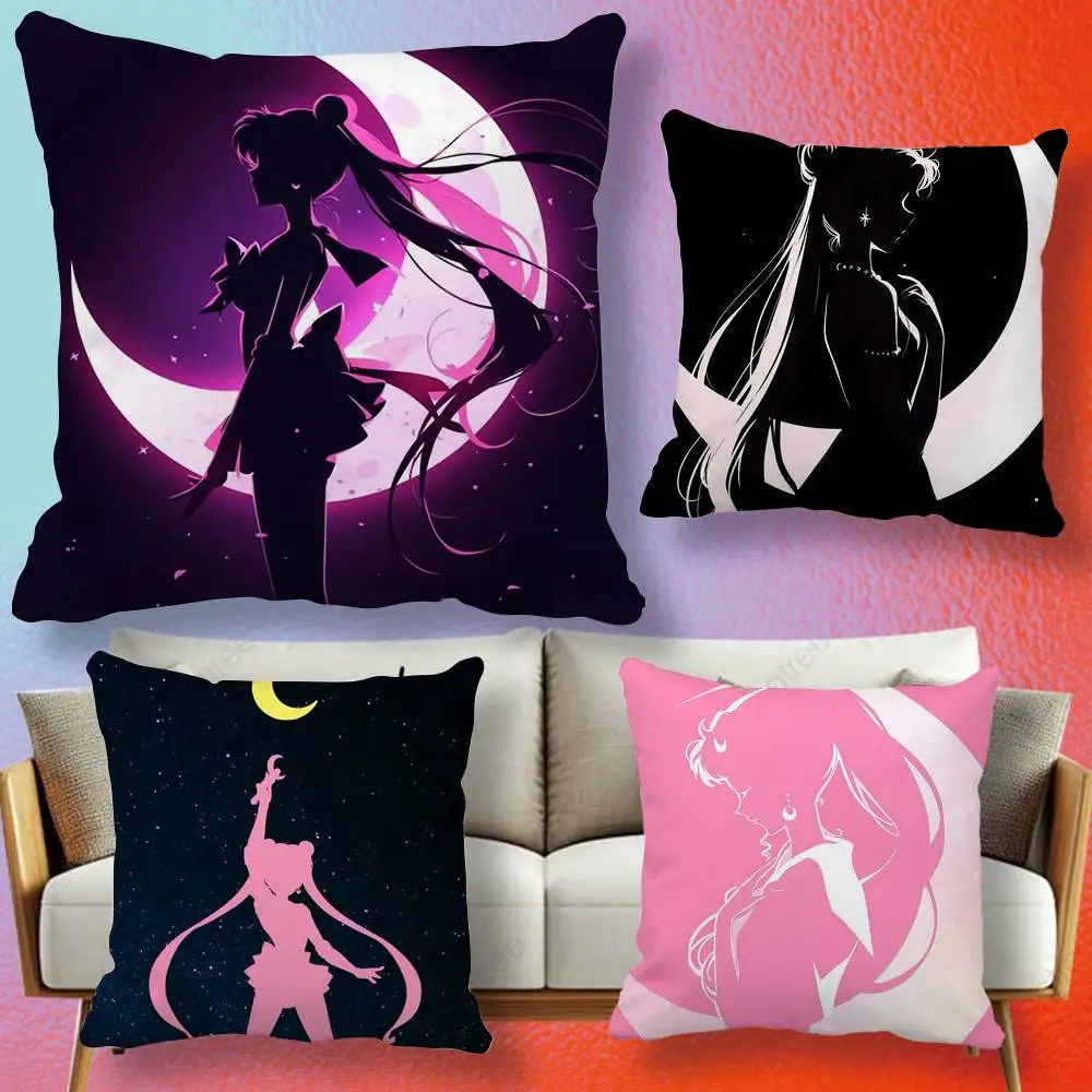 S-Sailor M-Moons Double-sided printed pillow cover Solid color minimalist pillowcase, fits all bedroom styles