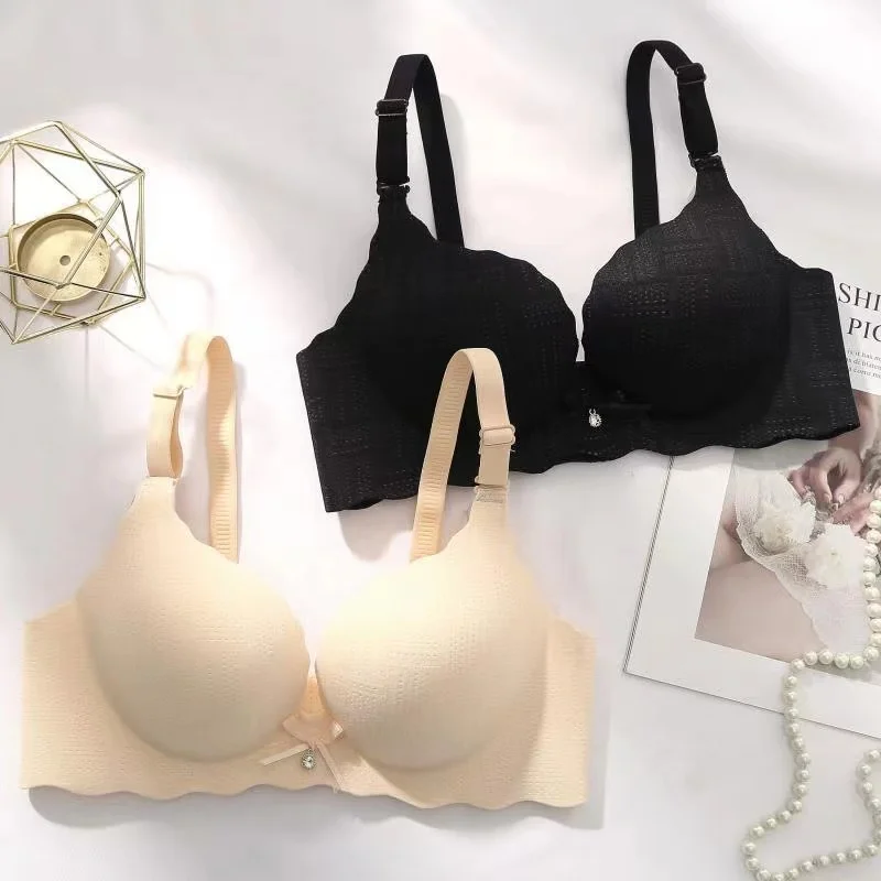 Small Breasts Show Big Underwear, Deep V Push-ups, No Steel Ring, Flat Chest, Special Bra, Thickened Push-up Bra Set