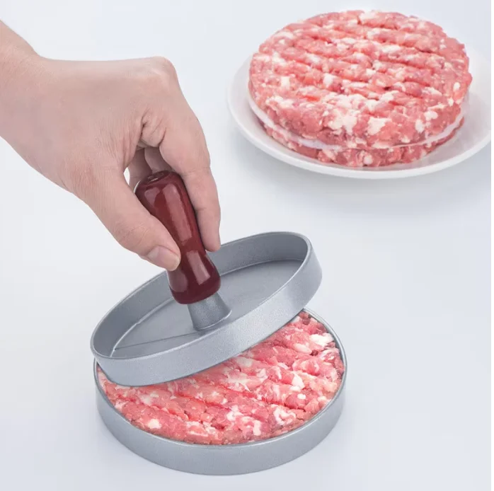 Non-Stick Burger Press Hamburger Patty Maker Aluminum BBQ Grill Patty Maker with Wax Paper for Kitchen