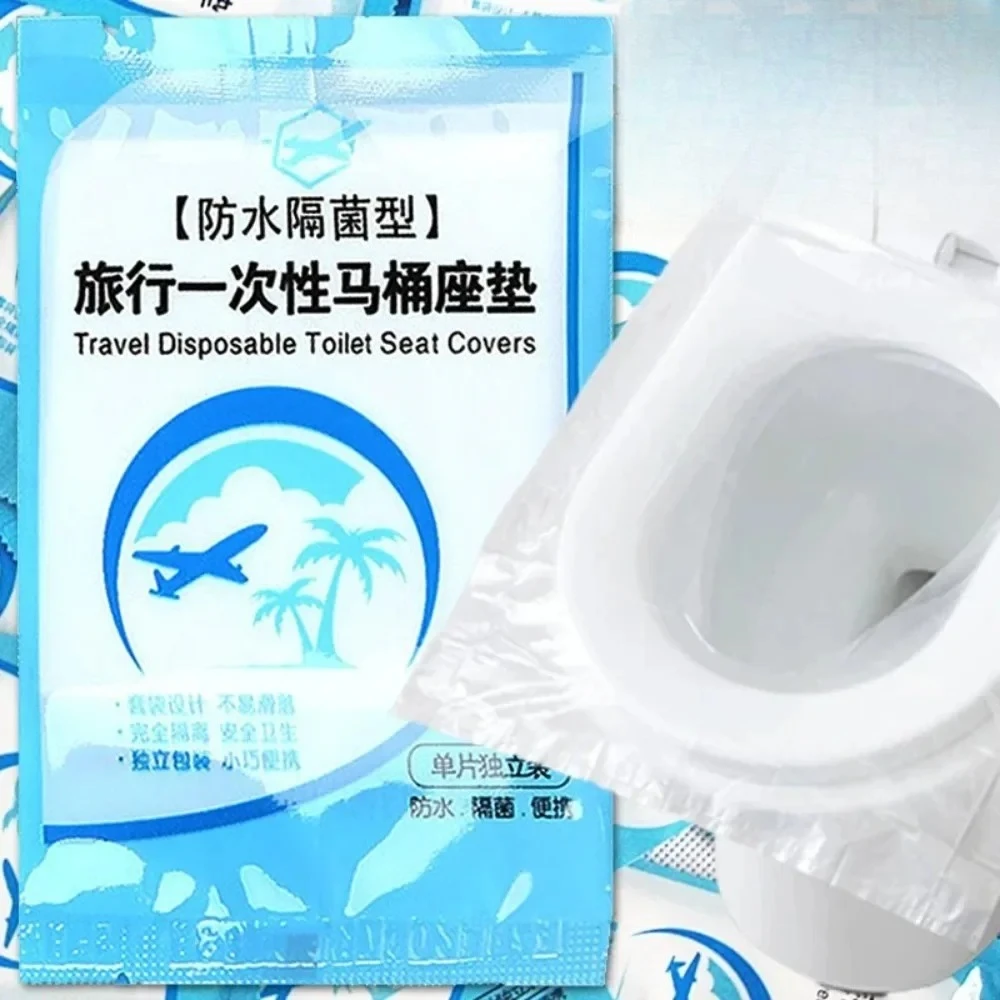 Disposable Toilet Seat Cover Portable Travel WC Pad with Keychain Bag Waterproof Bathroom Accessories for Outdoor & Daily Use