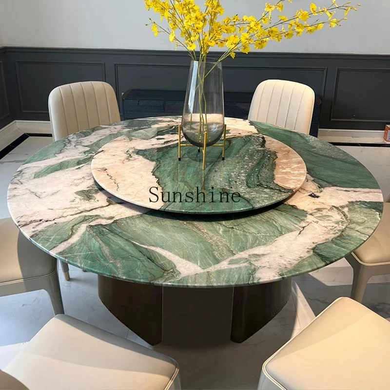FT  Simple size, modern light luxury, simple round dining table with turntable