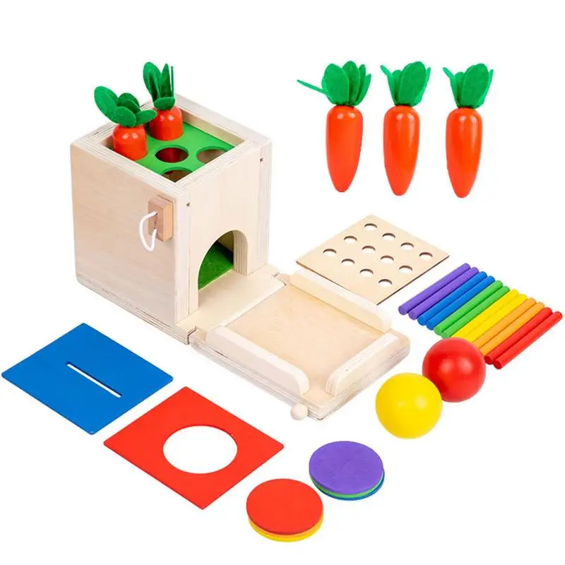 

Montessori 4 In 1 Box Kids Toys Children Wooden Sorting Box Carrot Harvesting Toys Toddlers Fine Motor Skills developmental toys