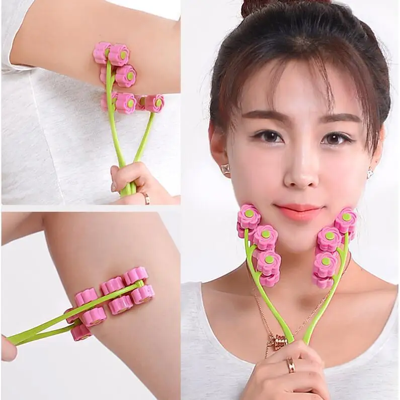 1Pcs Flower Shape Facial Massager Roller Manual Face-lift Neck Slimming Relaxation Anti Wrinkle Beauty Tools Skin Care Health