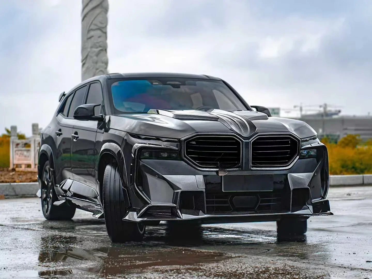 KQX Dry Carbon Fiber MSY Body Kit for XM G09 Upgrade Mansori Style Wheel Eyebrow Front Lip Side Skirt Rear Lip Bumper Hood