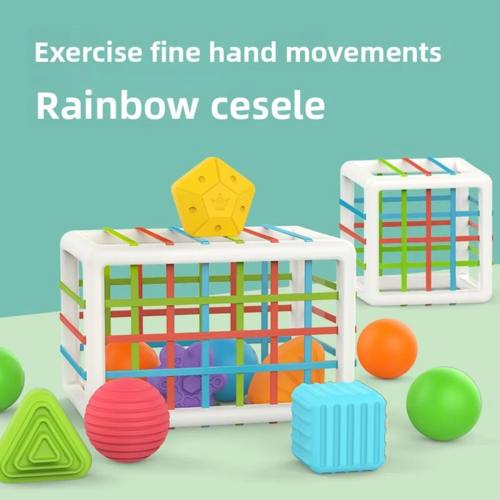 Zabawka sensoryczna tęczowa dla niemowląt, wczesna edukacja, rozpoznawanie kształtów i kolorów, rozwój umiejętności motorycznych, gra edukacyjna dla maluchów.