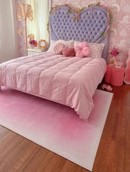 Tapis de Grande Surface Minimaliste en Peluche, Doux et Dégradé, Décoration de Chambre à Coucher, Salon, Table Basse Rose, délégations