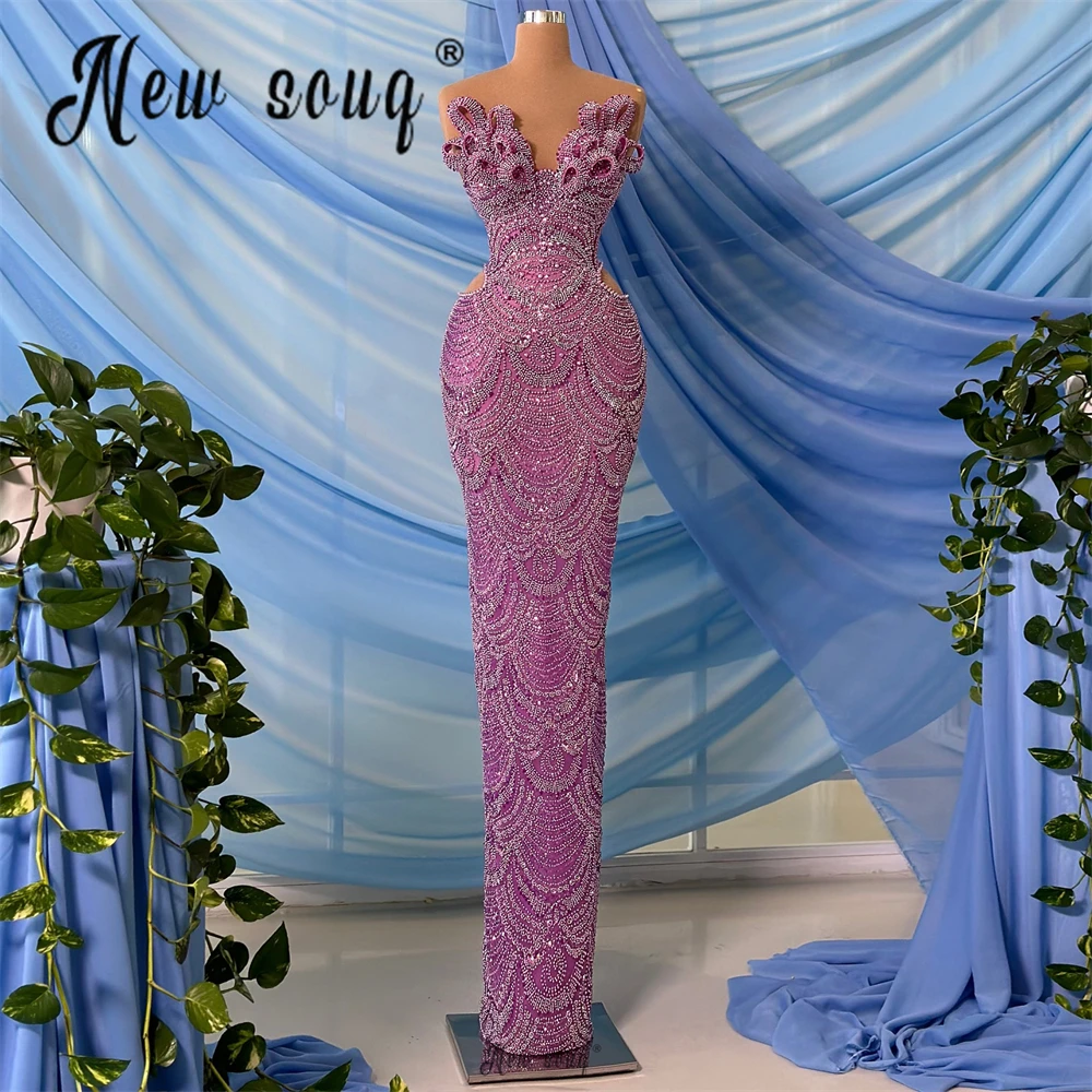 Abendkleider 맞춤형 럭셔리 약혼 무도회 드레스, 칵테일 원피스, 3D 스트랩, 구슬 웨딩 파티 가운, 핫 핑크