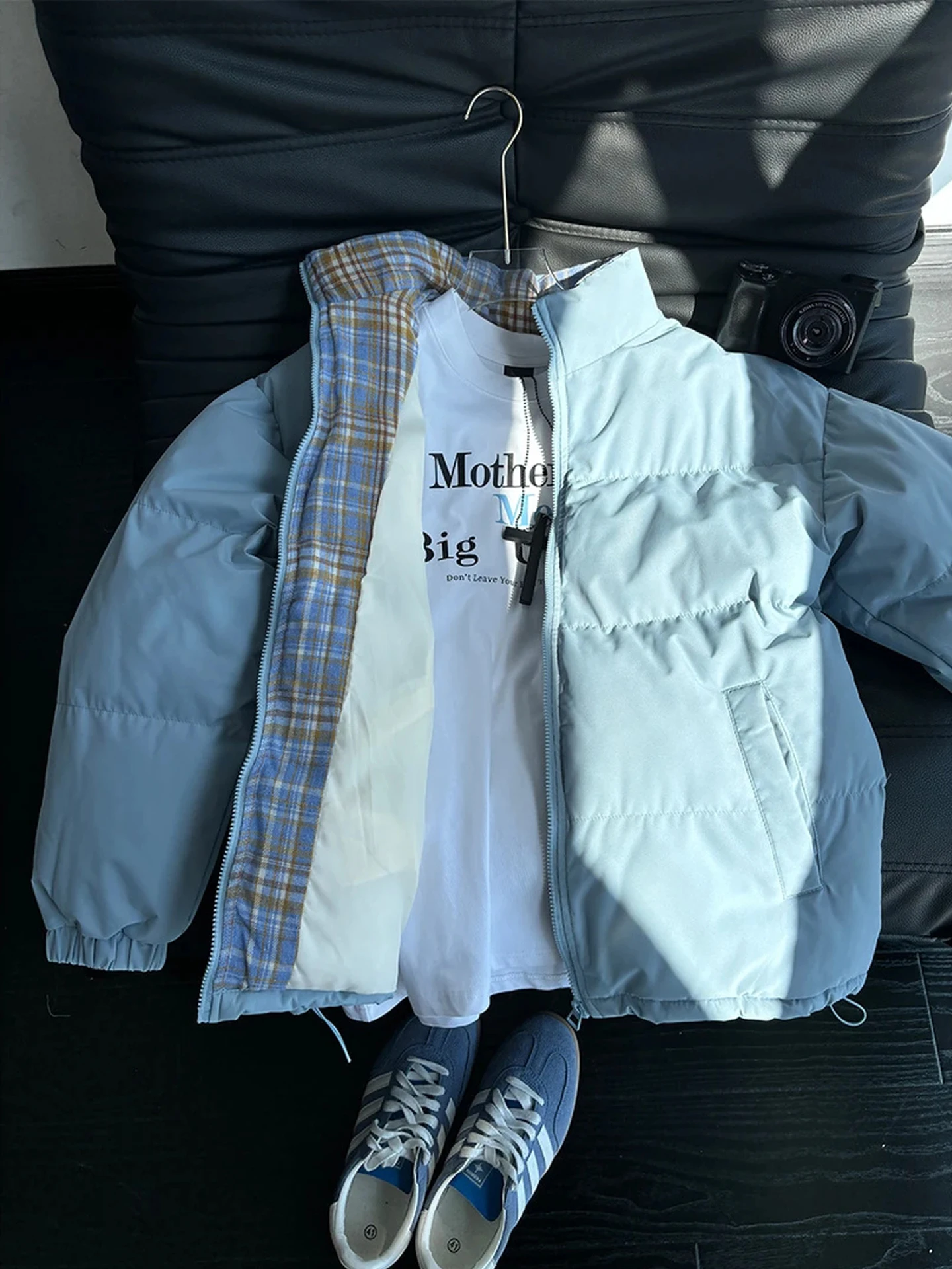 

Мужская куртка-бомбер Thiened из синего хлопка с воротником-стойкой, стеганая, в стиле пэчворк, осенне-зимняя верхняя одежда, парная модель