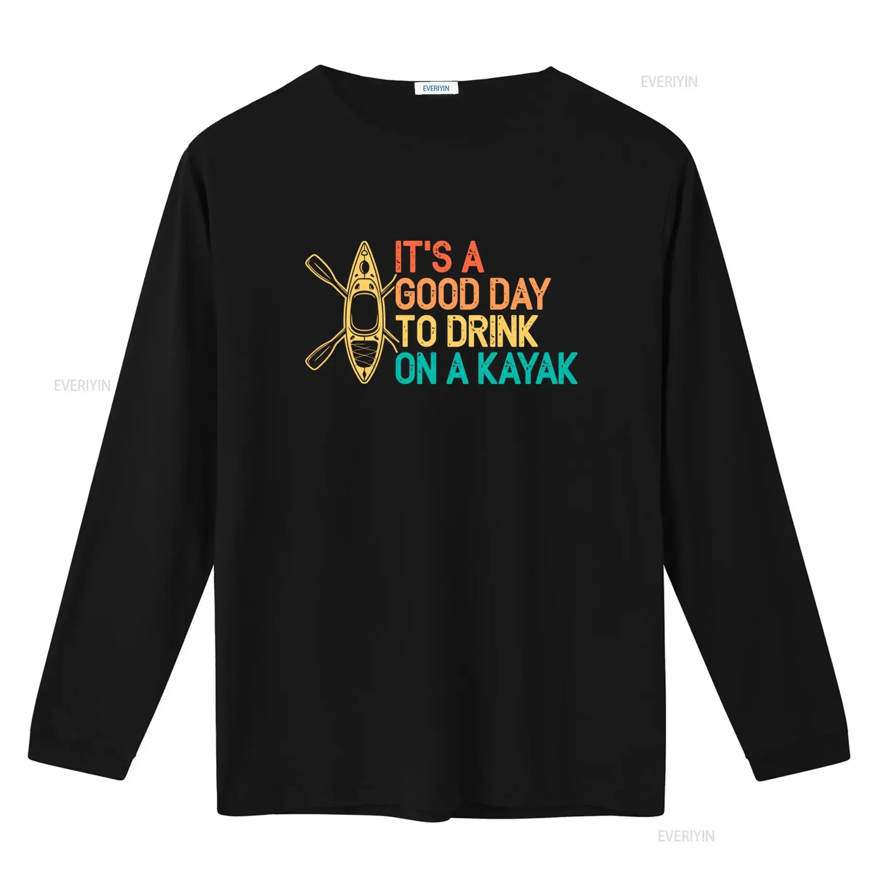 Its A Good Day To Drink On Kayak Print Men's T Shirt vintage Washed designer clothes Slightly Unisex Soft Top For Everyday Wear