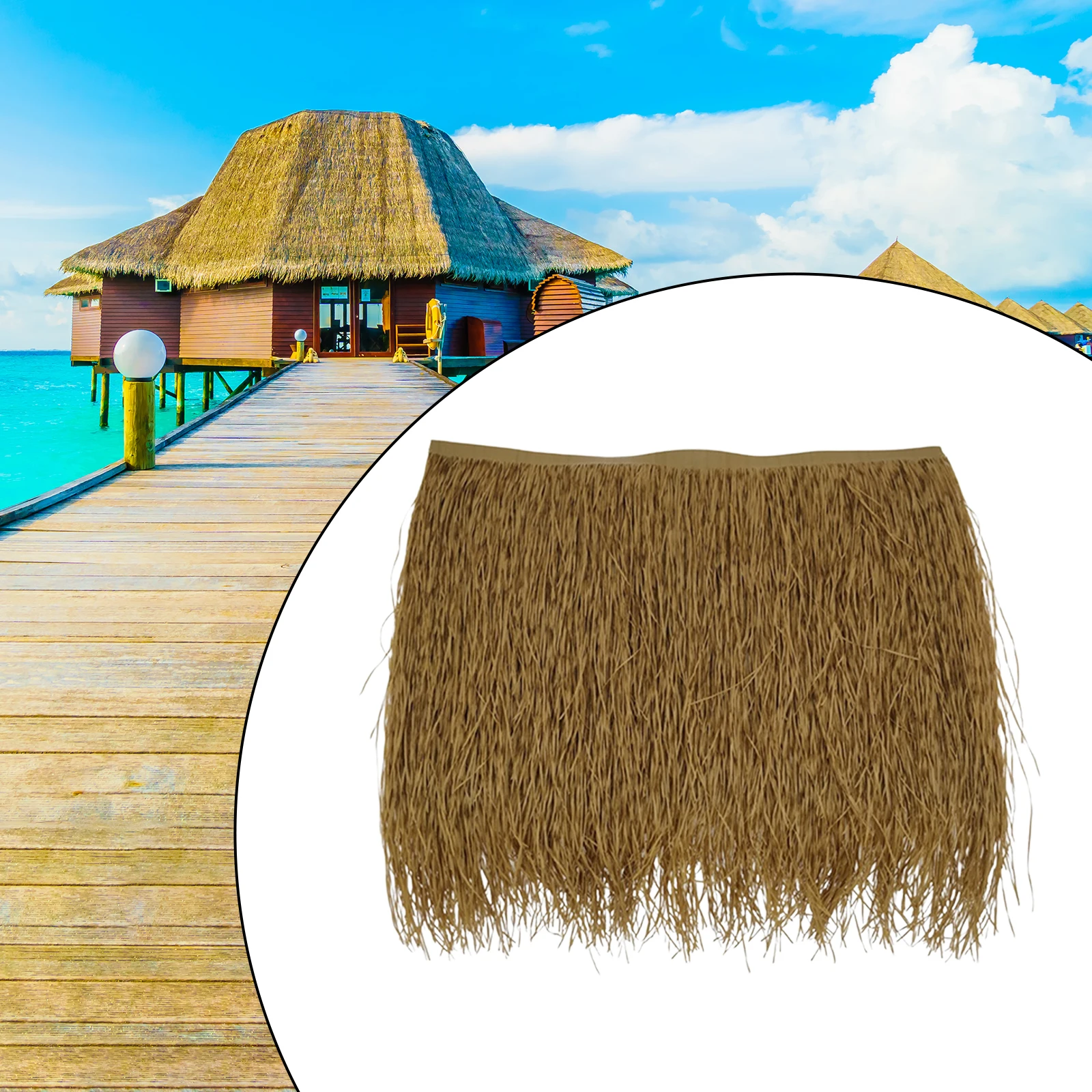 Palm Thatch Roll Hut Thatch Easy to Install Artificial Straw Roof Thatch Grass Thatch Roll for Tiki Bars Huts Fence Decoration