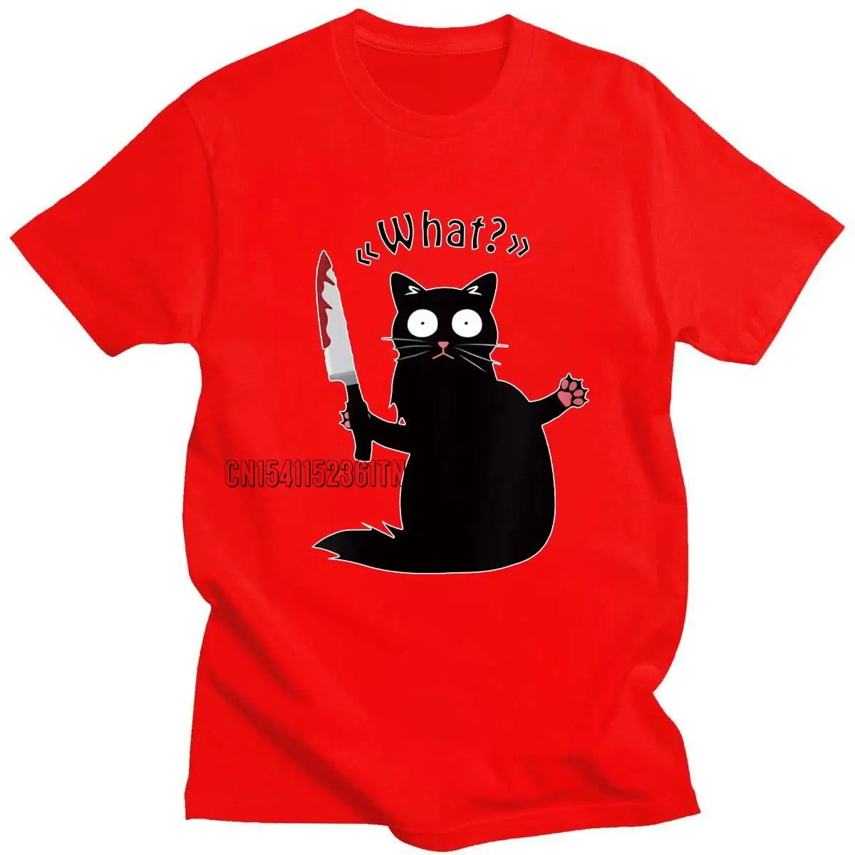 2021 Summer 100% Cotton Cool Knife Cat Print Men T Shirt Novelty Loose Cat Tshirt O Neck T-Shirt Funny Tee Shirts