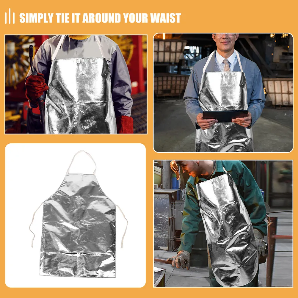 Fire Resistant Heat Insulated Aluminum Coated Apron for Metal Forging Workshop Cooking Grilling Welding Safety Protective Gear