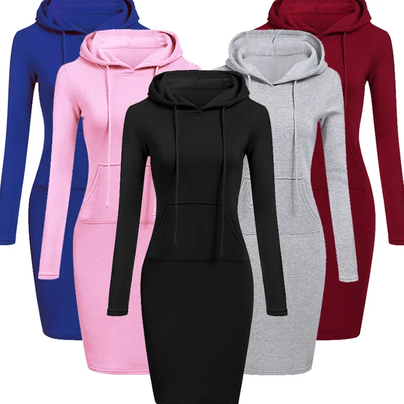 Atuendo de otoño para mujer Vestidos con capucha para mujer Sudadera con capucha - Vestidos de sudadera estilo para mujer Tops en ropa de mujer