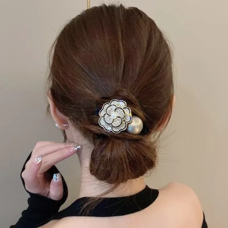 Korean Style Camellia Hair Ties Exquisite Women Elegant High Elasticity Bun Hairstyle Hair Bands Fashionable Hair Accessories