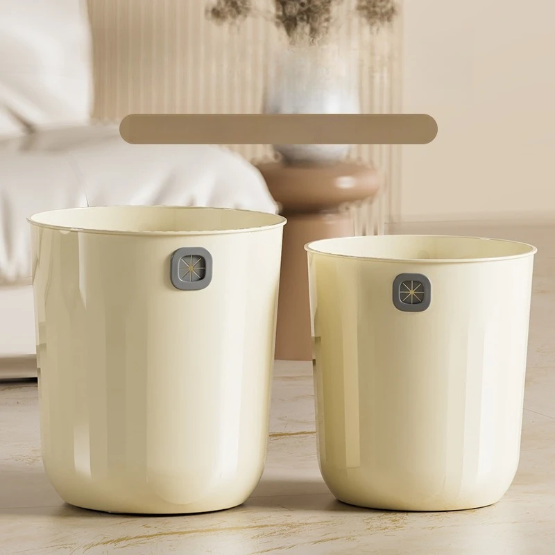 

Large Capacity Cream Style Trash Can for Home Kitchen Living Room No Lid Thickened Waste Bin