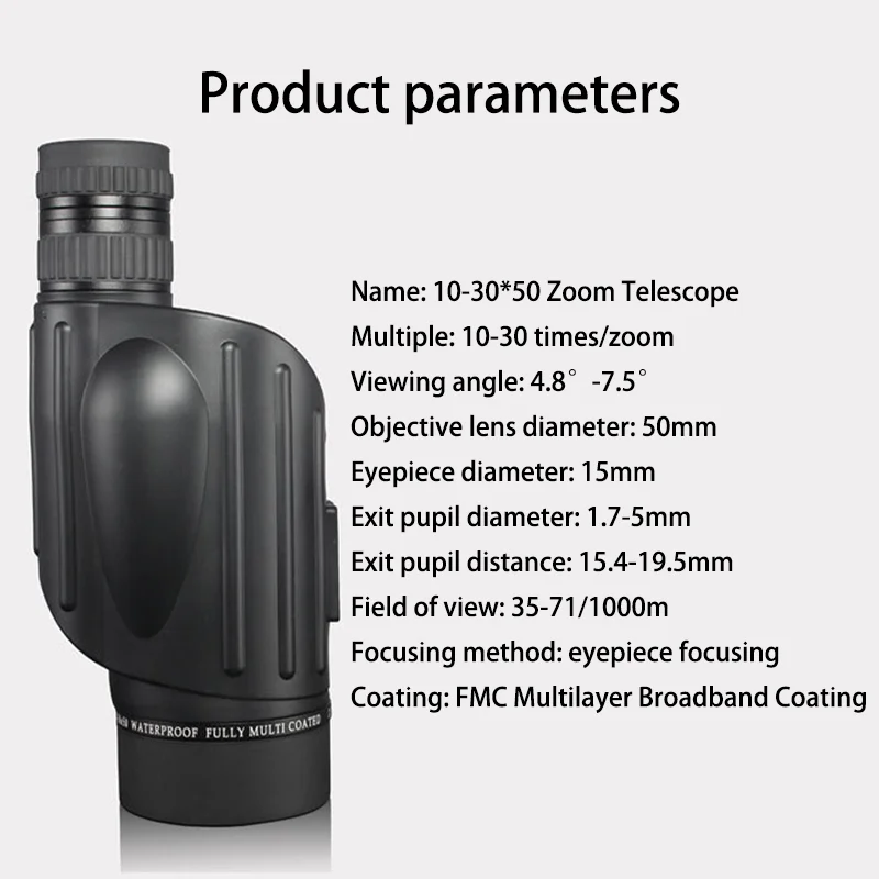 10-30X50 zoom telescope nitrogen-filled waterproof professional high-list binoculars travel camping bird watching scenery