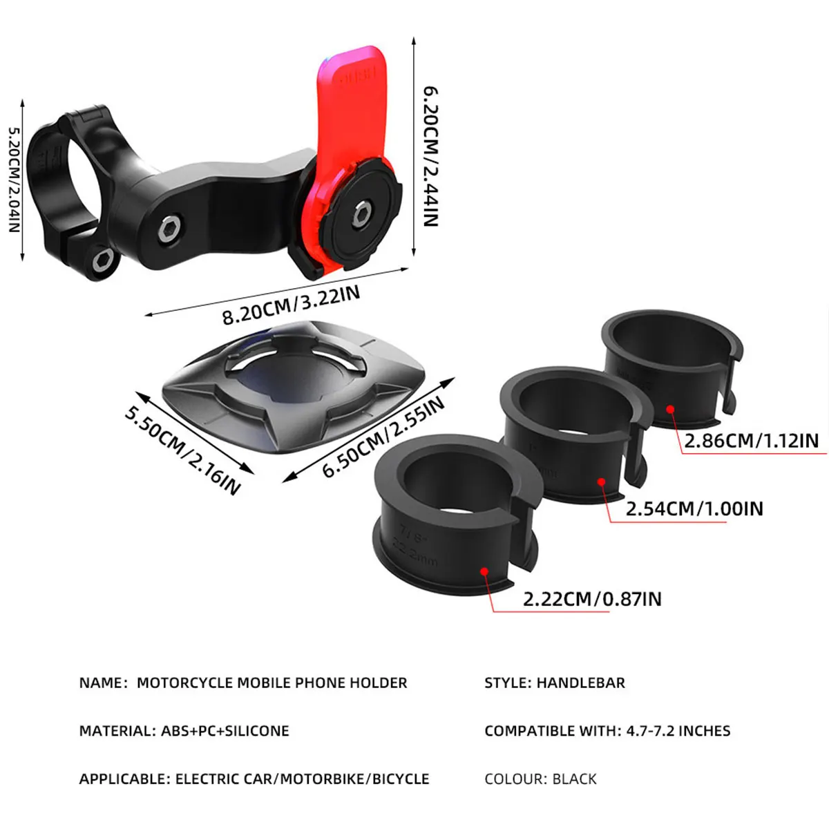 Support de Téléphone Résistant aux Chocs pour Guidon de Moto et Vélo, Accessoire de Sécurité à Verrouillage Rapide pour VTT, Scooter, 1 Pièce