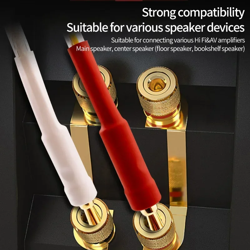 Kabel głośnikowy YYAUDIO HIFI posrebrzany, przewód głośnikowy 6N OFC do wzmacniaczy i systemów Hi-fi, wtyk Y, wtyk bananowy, kabel głośnikowy — zdjęcie produktu 6