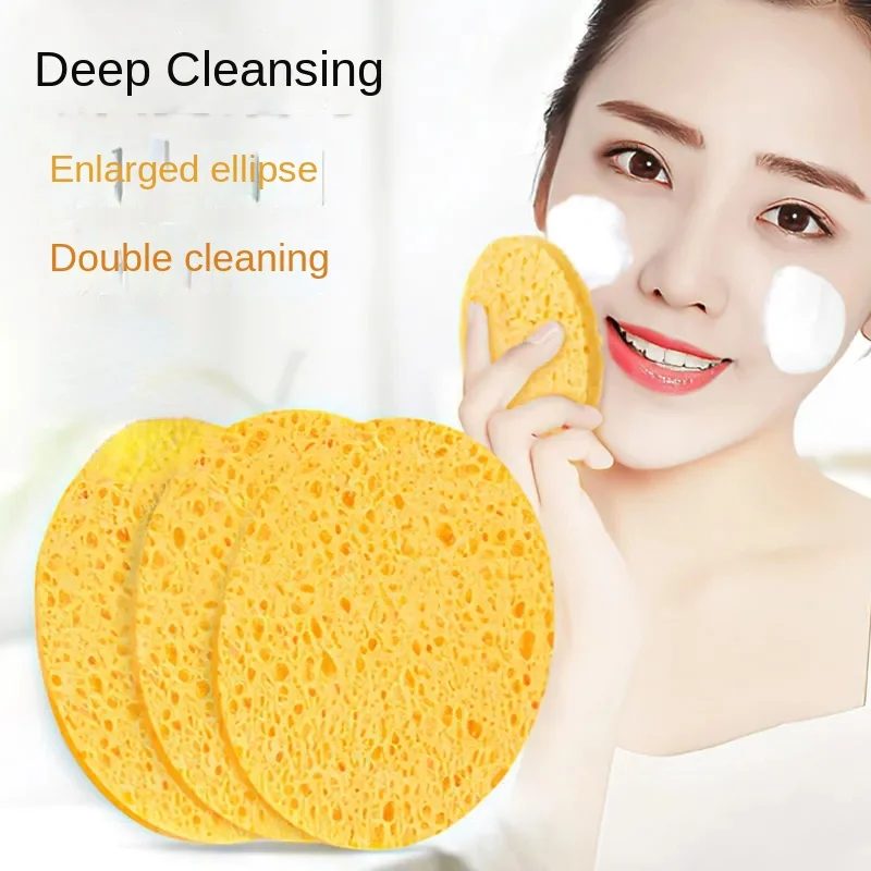 50PCS/Suit Natural Wood Pulp Sponge Cellulose Compressed Makeup Puff Face Wash Sponge Wash Care Clean Makeup Remover Tool