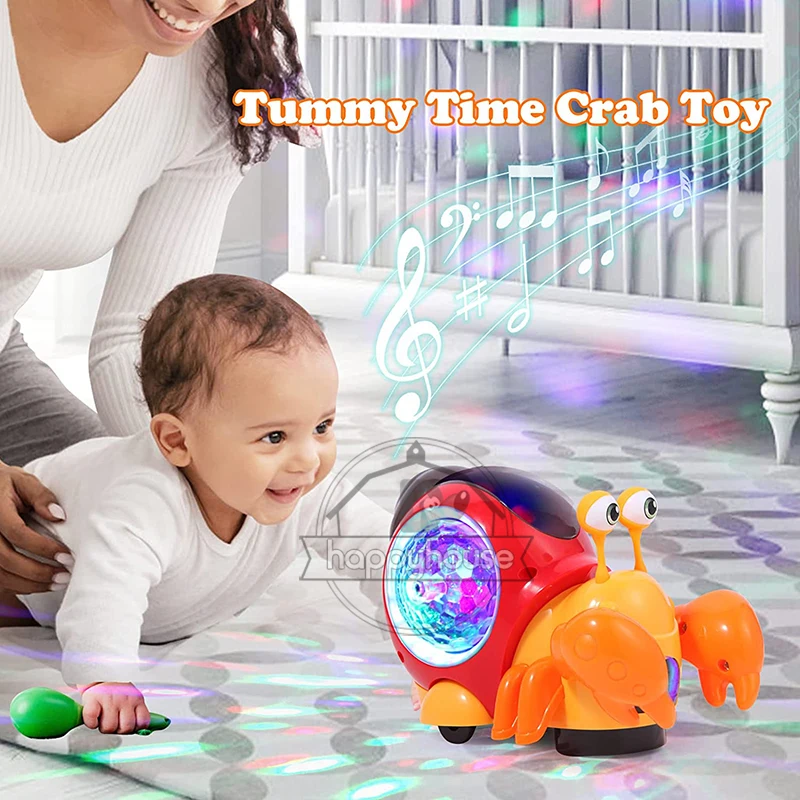 Crawling Crab Baby Toys with Music LED Light Up Interactive Musical Toys for Baby Dancing Crawling Toys Moving Toddler Toys 0 12