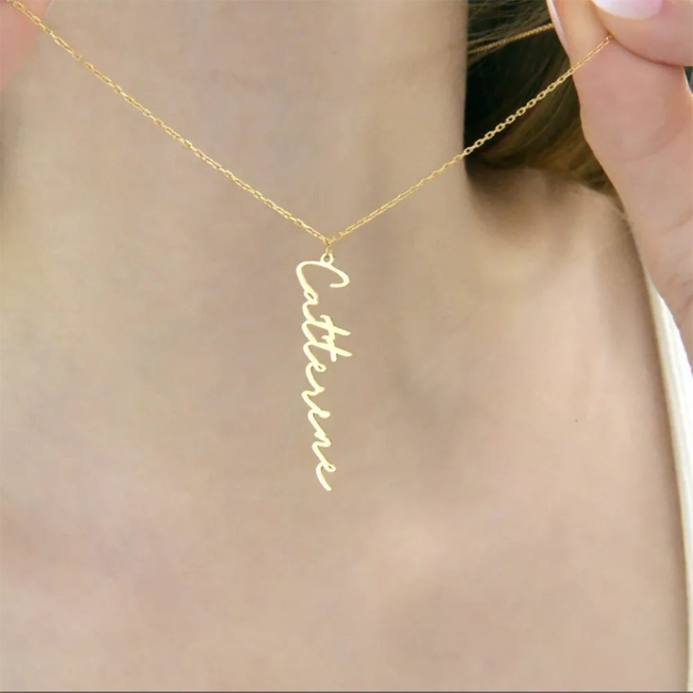 Customize Personalized Vertical Name Necklaces, Simple And Stylish Collarbone Chain Pendants, Women\'s Jewelry, Holiday Gifts
