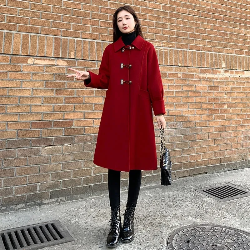 

2023 Autumn and Winter New Fashion Temperament Can Match Korean Version Loose Medium and Long Thick Woolen Coat Women TrendA1275