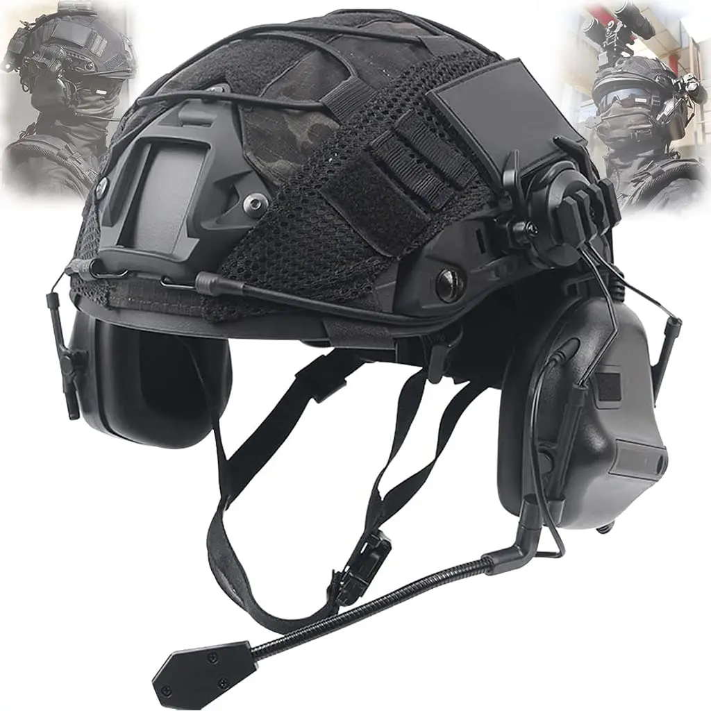 

Tactical Fast Helmet Set with Airsoft Helmet Cover Headset Adjustable Outdoor Paintball Hunting Gear for BB CS Game Equipment