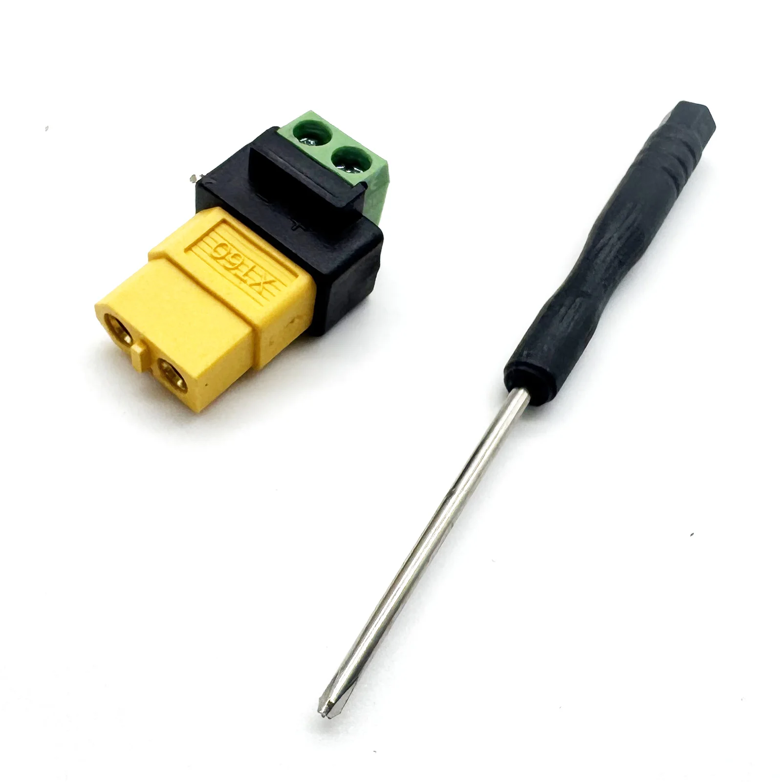 

XT60 Female to 2 Pin Terminal Quick Connect Adapter Solderless Charging Connector for Drone, FPV, Balance Charger, LiPo Battery