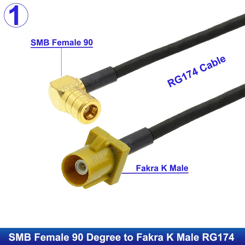 10Pcs/Lot Fakra K Male/Female to SMB Connector RG174 RF Coaxial Extension Jumper Pigtail for Radio Antenna Car Vehicle Radio