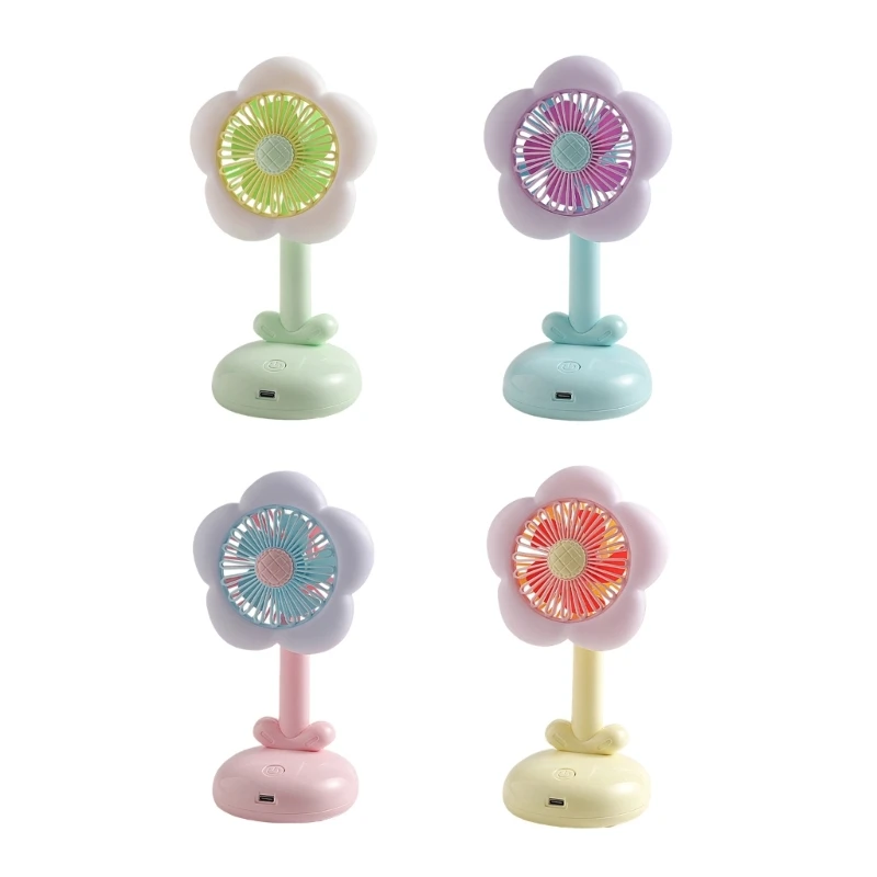 96GF Quiet Operation Small Electric Fan with Ambients Lighting Perfect for Nighttimes