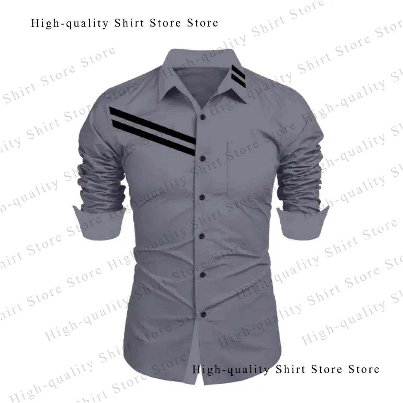 Formal pockets, simple men\'s shirts, casual and comfortable long sleeved collars, fashionable oversized men\'s clothing
