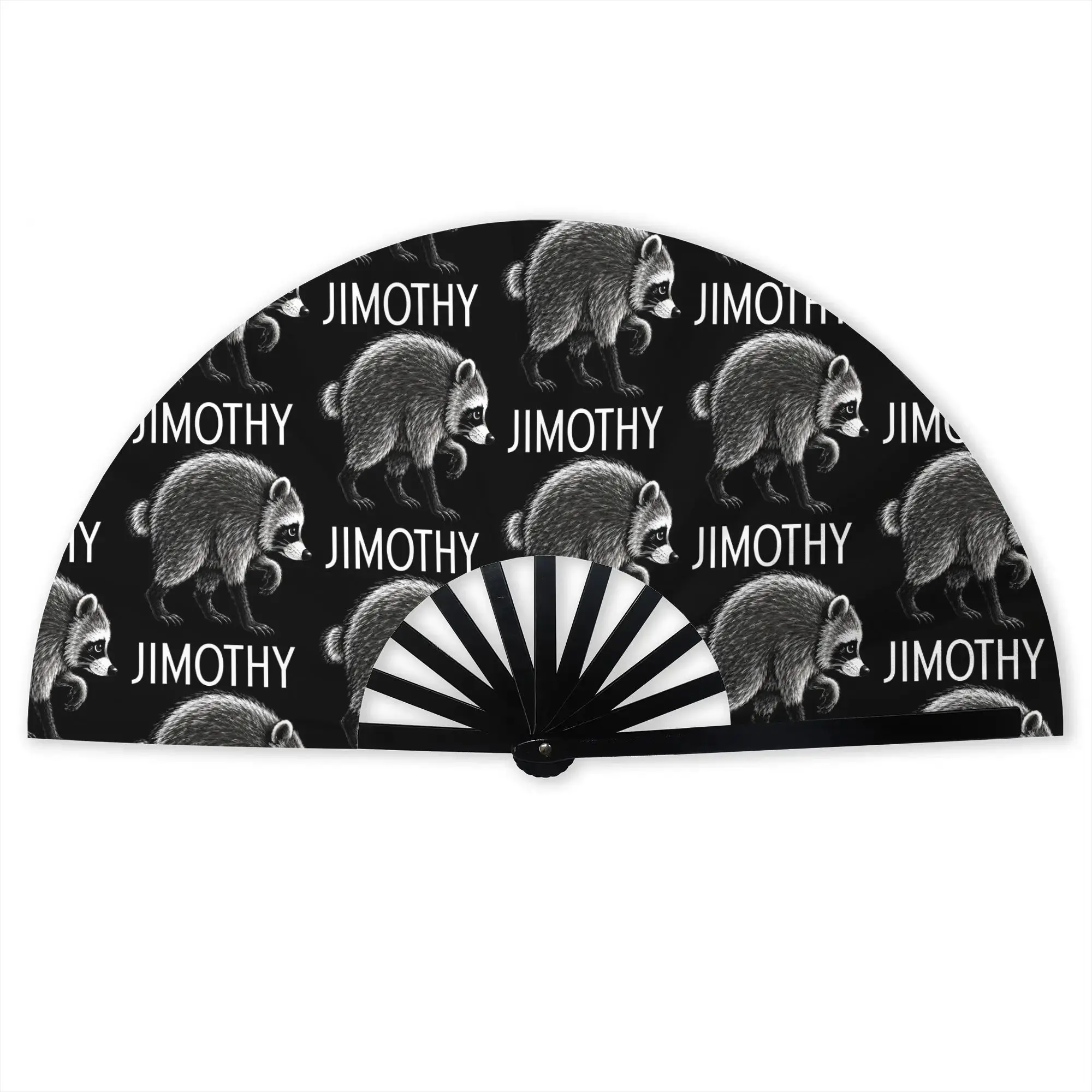 Jimothy Raccoon Hand Fan Unisex Seattle Short Spine Raccoon Polyester Fan Costume Prop Folding Fans For Sports Events Gift