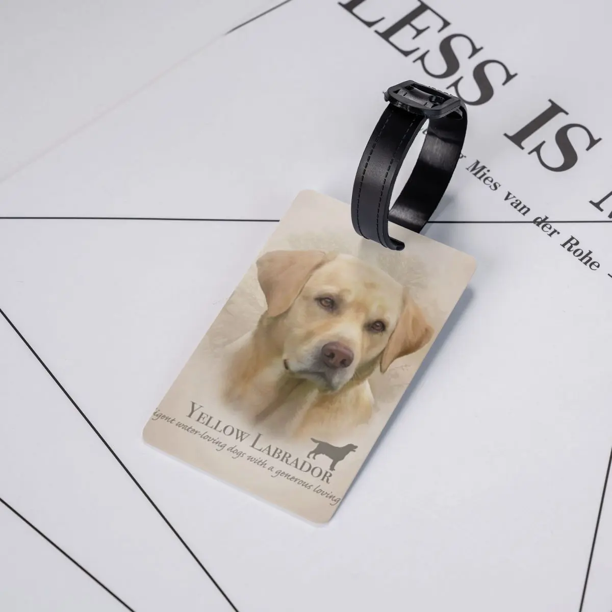 Etiquetas de equipaje personalizadas para mascotas, cubierta de privacidad, nombre, tarjeta de identificación, perro Labrador amarillo