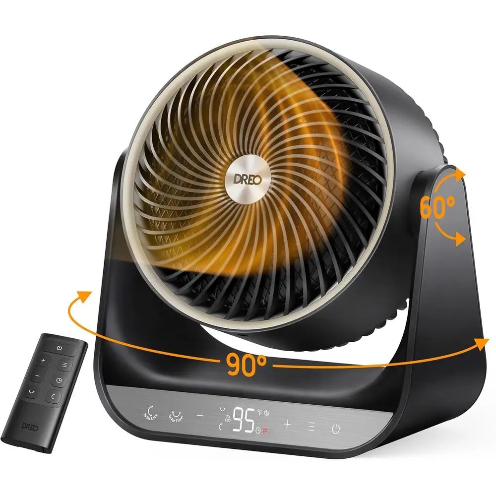 

Обогреватель для помещений 714, 60 ° Телятина и 90 ° 3D-осциллирующий обогреватель, циркулятор с дальностью обдува 12 м/с, 3 режима нагрева и 3 режима вентиляции, для использования в помещении, Bedro