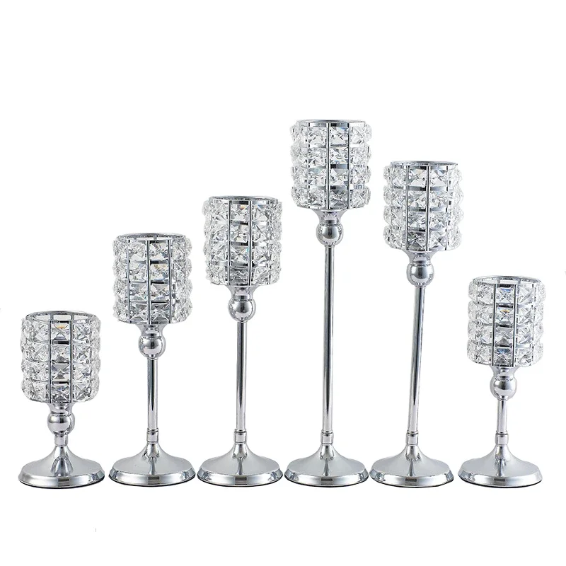 Crystal Candle Lantern Gold Candle Votives Silver Candlestick Candelabra for Home Christmas Wedding Decor Gifts