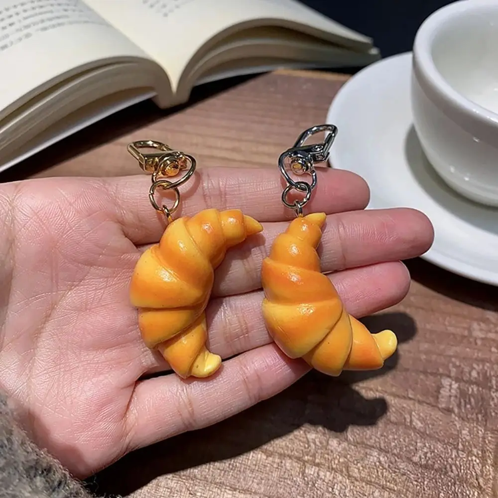 Funny Croissant Keychain Children Gifts Cartoon Keyring Simulation Food Toy Creative Cute Food Model Pendant Backpack Decor