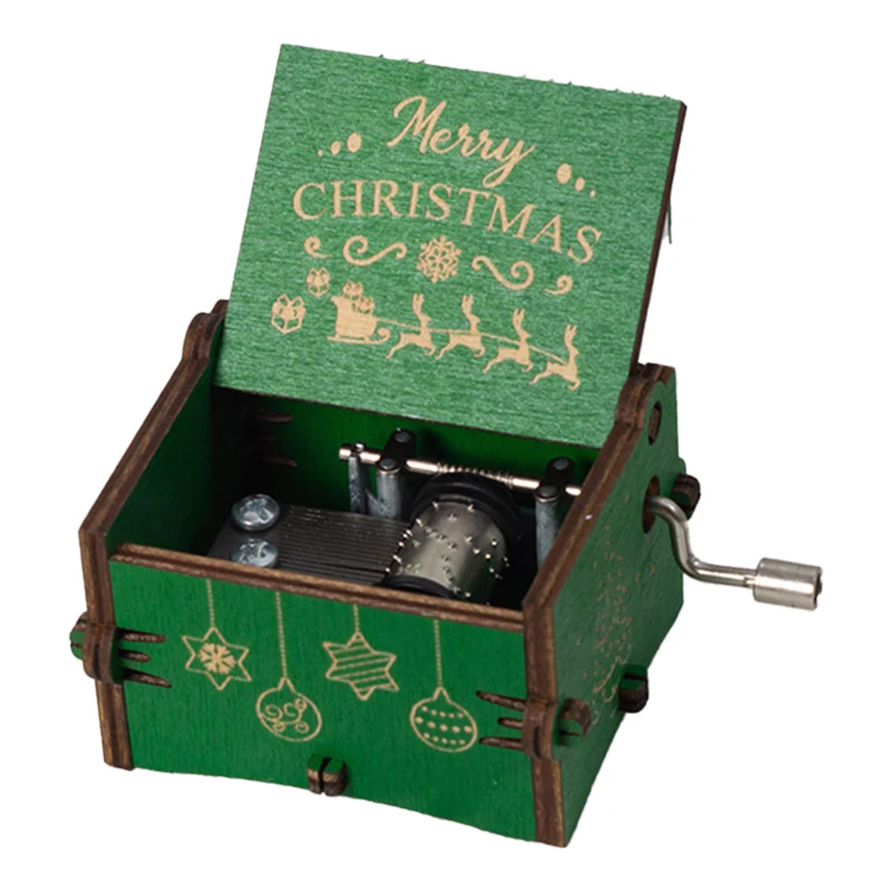 Elegant AesFor thetic of Wooden Hand Crank Music Box Featuring Beloved Christmas Melodies For Family GaFor therings