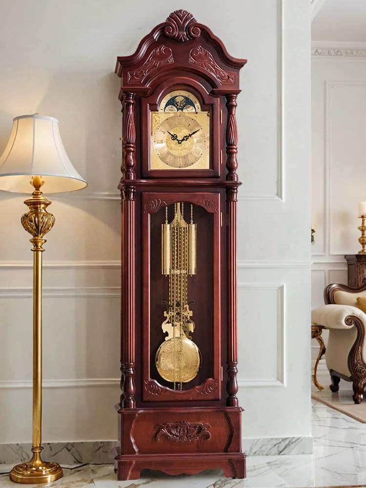 Floor clock Living room big clock Solid wood Chinese retro table clock Vertical atmosphere Mechanical European style