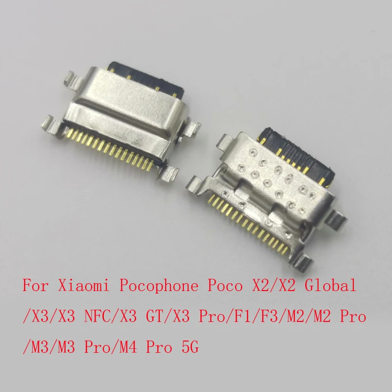 10-100 шт. USB-зарядное устройство, разъем для зарядки док-станции, контактная вилка для Xiaomi Pocophone Poco M4 Pro NFC X2 Global F3 F1 M2 M3 X3 GT