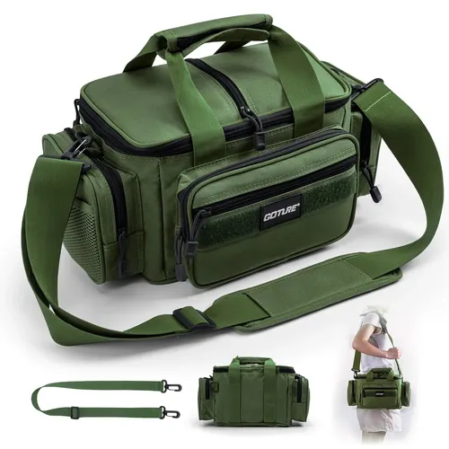 Bolsas de aparejos de pesca Goture, bolso de hombro de 38x23x19cm, tela Oxford 600D de alta capacidad, mochila para ciclismo al aire libre, bolsa de Picnic para acampar