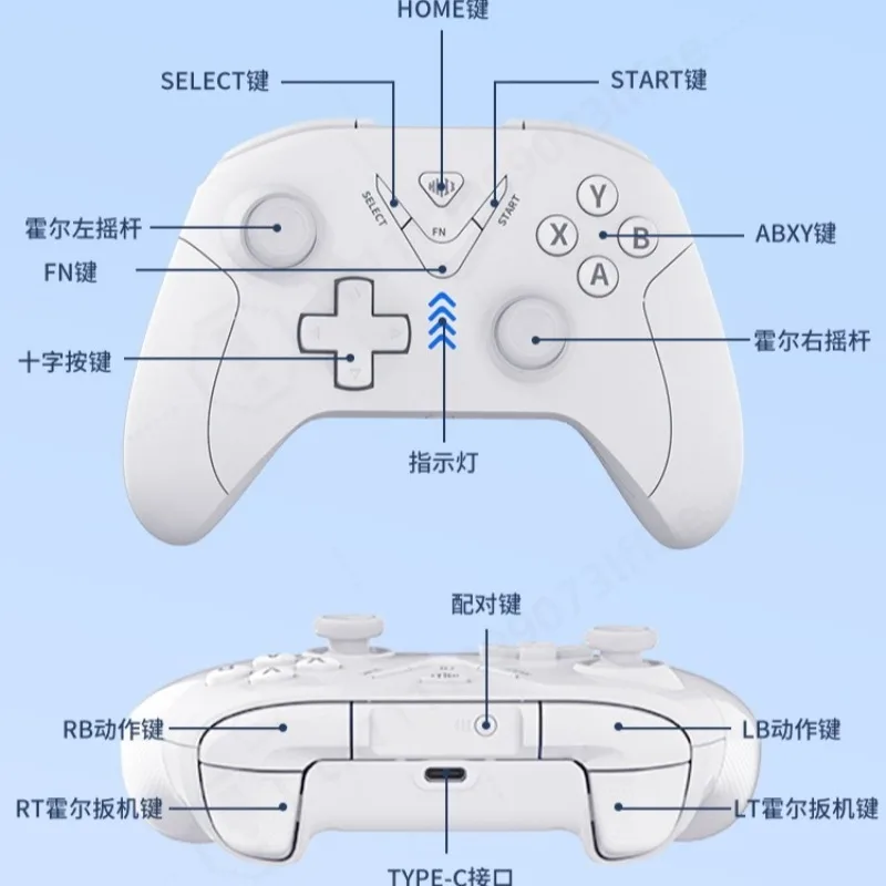 Wireless Bluetooth Game Controller, Dual Hall Trigger, 5‑level Vibration, Gamepad for IOS, Android, PC Computer Gaming