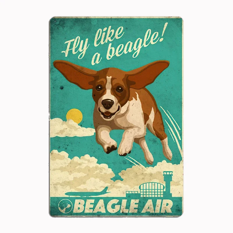 Beagle dog Air Metal Sign Poster Garage Room Wall Decoration Cinema Living Custom Tin Vintage Home Decor