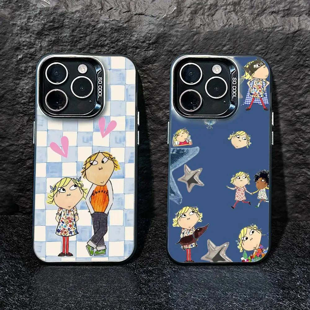 

L-Cutting-Fabric Charlie and Lola Cartoon Phone Case For iPhone 17,16,15,14,13,12,Pro MAX Black Matte Shockproof Cover