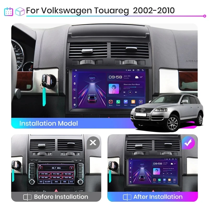 Car Radio For VW Volkswagen Touareg 2002-2010 Automotive Carplay Android Auto Wireless Autoradio FM Video Car Play Android 13