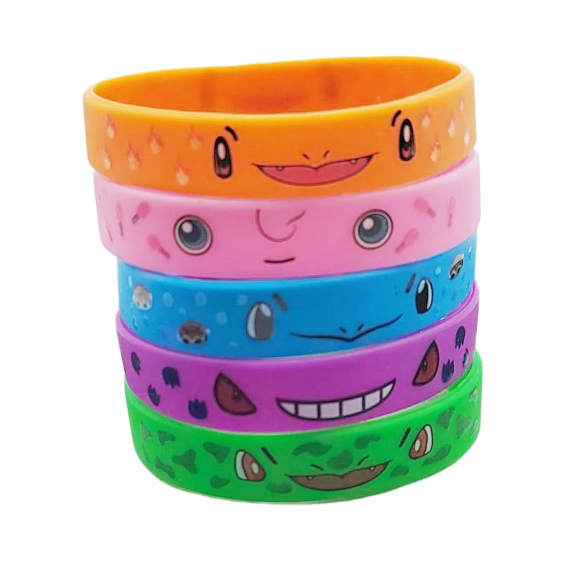 Pokemon Bracelet Anime Figure Pikachu Charmander Squirtle Kids Cartoon Fashion Silicone Wristband Child Birthday Party Gifts Toy