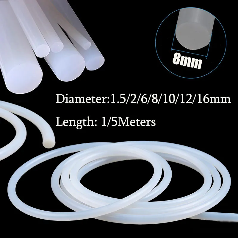 

1.5mm-16mm White Solids Silicone Cord Dia White Rubber Gasket Trim Seal Strips O Rings Waterproof Length 1Meter/5Meter